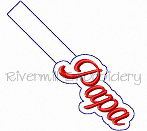 Papa In The Hoop Snap Tab Key Fob Machine Embroidery Design
