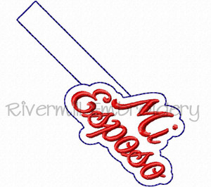 Mi Esposo In The Hoop Snap Tab Key Fob Machine Embroidery Design