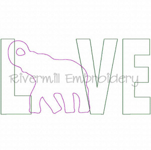 Raggy Applique Elephant Love Machine Embroidery Design