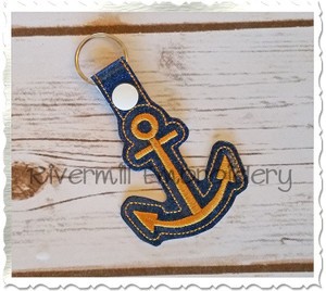 Anchor In The Hoop Snap Tab Key Fob Machine Embroidery Design