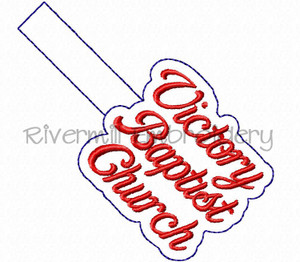 Victory Baptist Church In The Hoop Snap Tab Key Fob Machine Embroidery Design