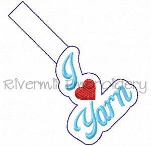 I Love Yarn In The Hoop Snap Tab Key Fob Machine Embroidery Design