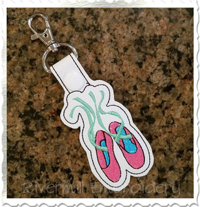 Ballet Shoes In The Hoop Snap Tab Key Fob Machine Embroidery Design