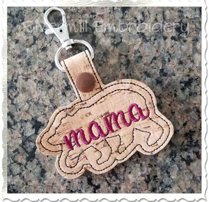 Mama Bear In The Hoop Snap Tab Key Fob Machine Embroidery Design