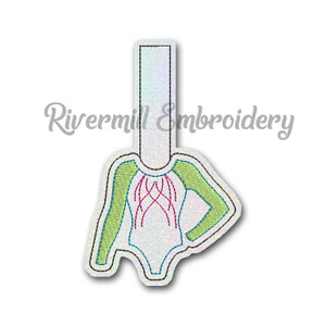 Gymastics Leotard In The Hoop Snap Tab Key Fob Machine Embroidery Design