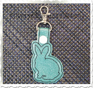 Rabbit / Bunny In The Hoop Snap Tab Key Fob Machine Embroidery Design