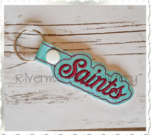 Saints In The Hoop Snap Tab Key Fob Machine Embroidery Design