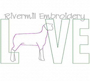 Raggy Applique Sheep / Lamb Love Machine Embroidery Design