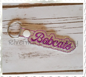 Bobcats In The Hoop Snap Tab Key Fob Machine Embroidery Design