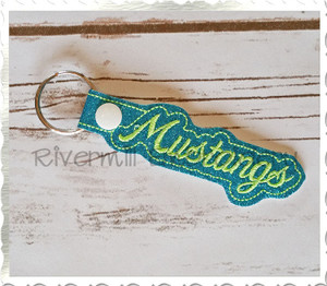 Mustangs In The Hoop Snap Tab Key Fob Machine Embroidery Design