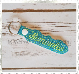 Seminoles In The Hoop Snap Tab Key Fob Machine Embroidery Design