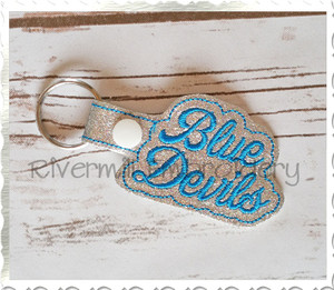 Blue Devils In The Hoop Snap Tab Key Fob Machine Embroidery Design