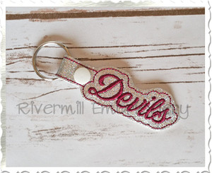 Devils In The Hoop Snap Tab Key Fob Machine Embroidery Design