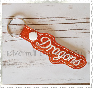 Dragons In The Hoop Snap Tab Key Fob Machine Embroidery Design