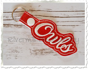 Owls In The Hoop Snap Tab Key Fob Machine Embroidery Design