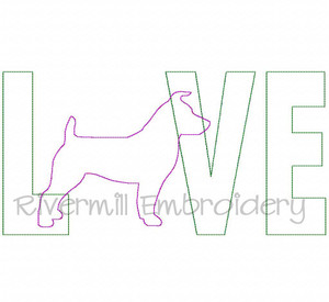 Raggy Applique Jack Russell Terrier Love Machine Embroidery Design