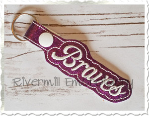 Braves In The Hoop Snap Tab Key Fob Machine Embroidery Design