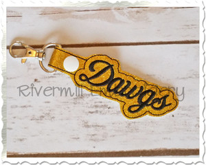 Dawgs In The Hoop Snap Tab Key Fob Machine Embroidery Design