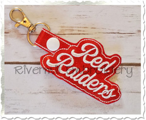 Red Raiders In The Hoop Snap Tab Key Fob Machine Embroidery Design