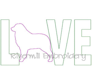 Raggy Applique Australian Shepherd Love Machine Embroidery Design