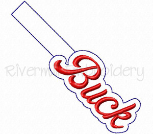 Buck In The Hoop Snap Tab Key Fob Machine Embroidery Design