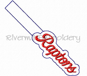 Raptors In The Hoop Snap Tab Key Fob Machine Embroidery Design