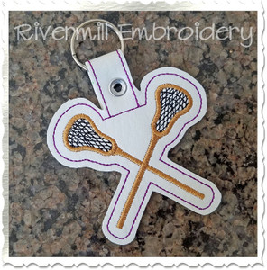 Lacrosse In The Hoop Snap Tab Key Fob Machine Embroidery Design