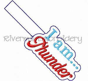 I Am Thunder In The Hoop Snap Tab Key Fob Machine Embroidery Design