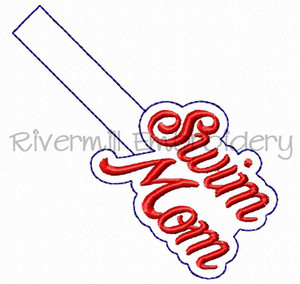 Swim Mom In The Hoop Snap Tab Key Fob Machine Embroidery Design