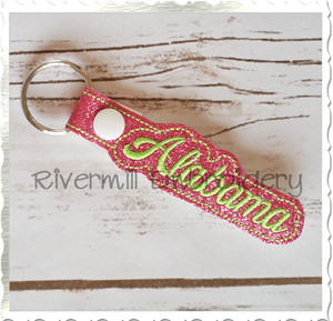 Alabama In The Hoop Snap Tab Key Fob Machine Embroidery Design