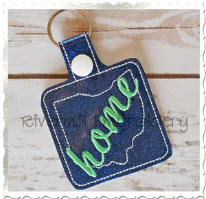 Ohio Home In The Hoop Snap Tab Key Fob Machine Embroidery Design