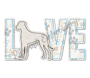 Raggy Applique Great Dane (Uncropped) Love Machine Embroidery Design