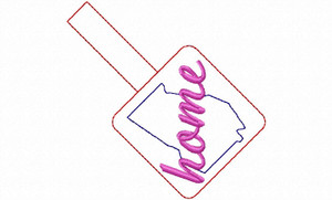 Georgia Home In The Hoop Snap Tab Key Fob Machine Embroidery Design