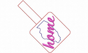 Illinois Home In The Hoop Snap Tab Key Fob Machine Embroidery Design