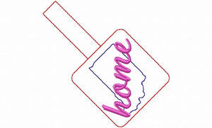 Indiana Home In The Hoop Snap Tab Key Fob Machine Embroidery Design