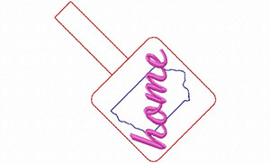 Iowa Home In The Hoop Snap Tab Key Fob Machine Embroidery Design