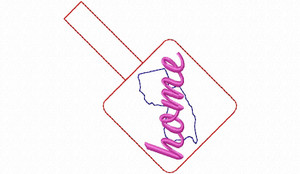 New Jersey Home In The Hoop Snap Tab Key Fob Machine Embroidery Design