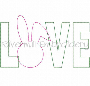 Raggy Applique Bunny Love Machine Embroidery Design