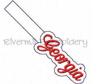 Georgia In The Hoop Snap Tab Key Fob Machine Embroidery Design