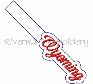 Wyoming In The Hoop Snap Tab Key Fob Machine Embroidery Design