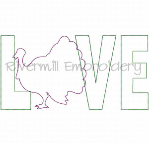 Raggy Applique Turkey Love Machine Embroidery Design