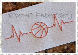 Basketball Heartbeat Machine Embroidery Design