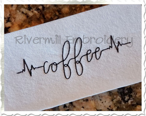 Coffee Heartbeat Machine Embroidery Design