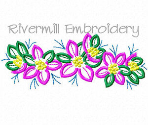 Row of Flowers Machine Embroidery Design