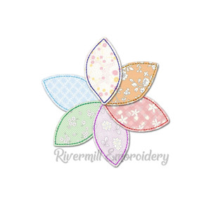 Raggy Applique Pinwheel Quilt Flower Machine Embroidery Design