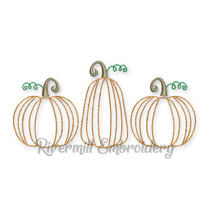 Pumpkins Pumpkin Trio Bean Stitch Machine Embroidery Design
