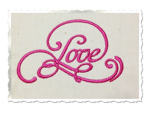 Elegant "Love" Machine Embroidery Word Design