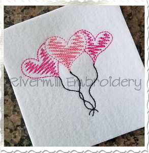 Scribble Hearts Balloon Trio Machine Embroidery Design
