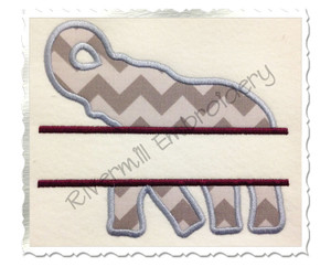 Split Applique Elephant Silhouette Machine Embroidery Design