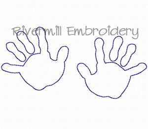 Baby Handprints Outline Machine Embroidery Design